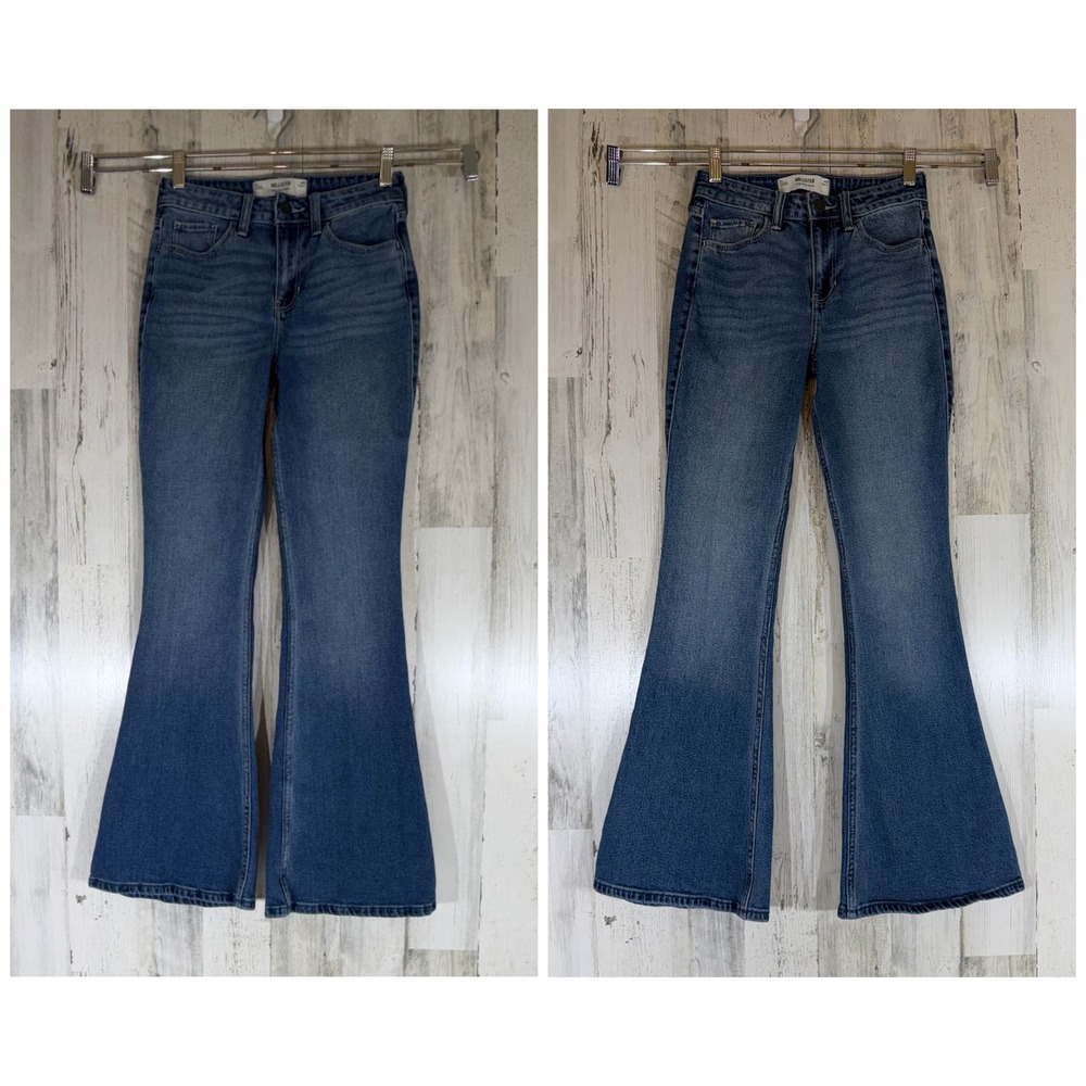 Hollister High-Rise Flare Jeans 0 (24x31) Medium Wash Lot of 2 Western Y2K Style